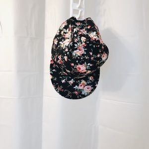 Black Unisex Flower SnapBack